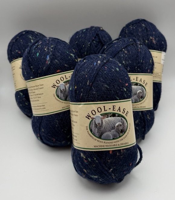 Lion Brand Other - Lion Brand Wool Ease Yarn Navy Sprinkles 6 Skeins 3oz 197 Yards 4 Ply Wool Blend